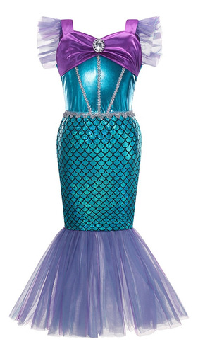 Disfraz De Sirena Cos Ariel Para Niña, Vestido De Carnaval P