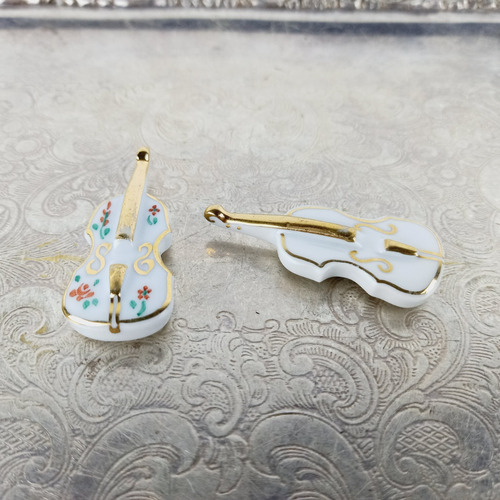 Violin Limoges Miniatura Porcelana Antiguo Coleccion Miralo