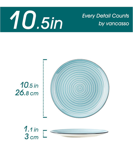 Set Platos Cerámica 26.67 Cm Redondo 6 Pcs Aperitivo