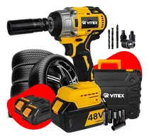 Comprar Chave De Impacto Profissional Led 2 Baterias 48v Com Maleta + 10 Acessórios 350nm 2300rpm Vitex Cor Amarela