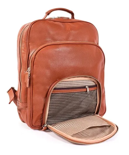 Mochila Cuero De Vaca Bolsillo Frente lemi Equipajes