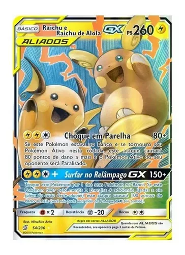 Pokémon Pikachu Raichu Raichu De Alola Com Lote 100 Cartas