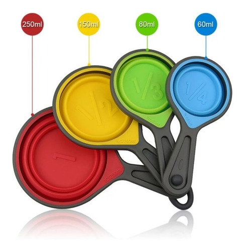 Juego De 4 Tazas Medidoras Plegables Para Cocina