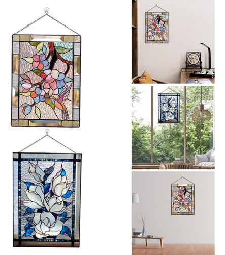 Panel De Ventana Rectangular De Vidrieras De 2 Piezas Para