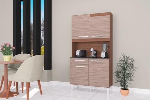 Imagen 3 de 3 de Alacena Mueble Auxiliar Cocina Carine 4 Puertas Cap /alme