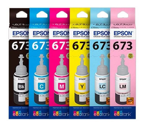 Combo Tinta Epson T673 Todos Los Colores L800 L1800 Original