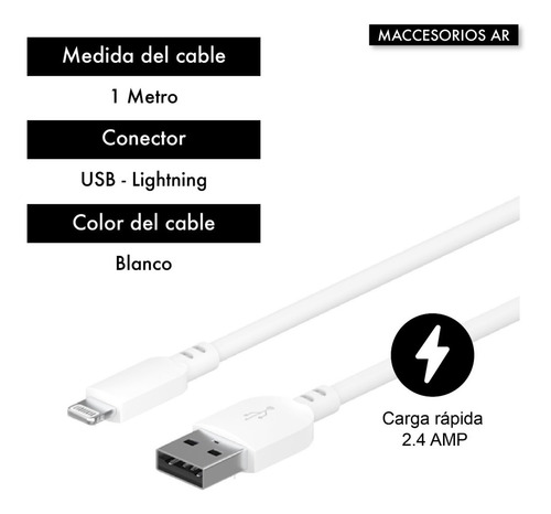 Cargador 2 Usb + Cable Lightning Compatible iPhone iPad 2.4a