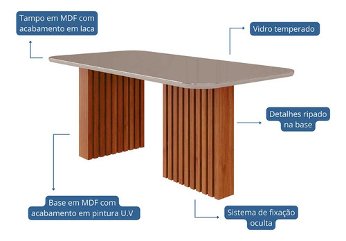 Kit De Jantar Mesa 1,80 E 6 Cadeiras Cinamomo/off/lingrafite