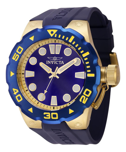 37740 Pro Diver Men 51mm Stainless Steel Gold Blue Dial Pc