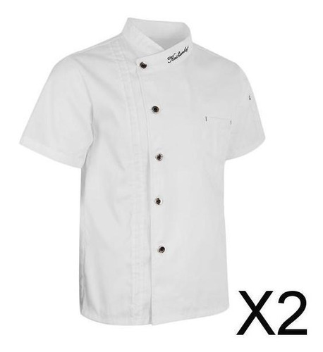 2xunisex Chef Chaquetas Abrigo Camisa De Manga Corta