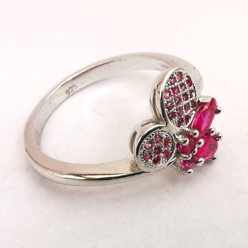 Imagen 2 de 3 de Anillo Mujer Plata Laminada Rodolita Rosa Cherry Talla 9