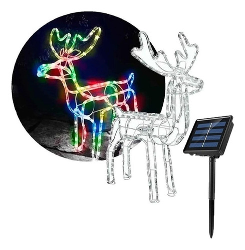 Reno Solar De Navidad Luces Led 95 Cm Viejo Pascuero