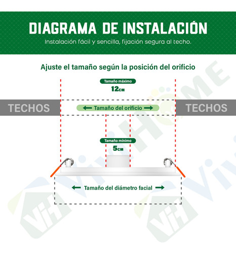 Lampara Luminaria Luz 12w Blanco Ajustable S09w12ib 30pzs Blanco