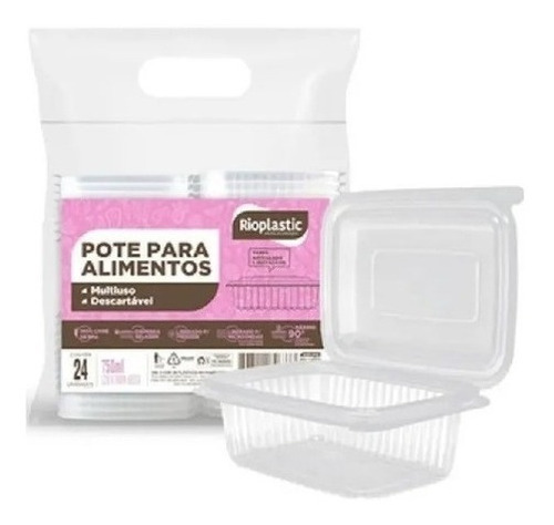 Pote Retangular 750ml C/ 24 Unidades Freezer/microondas