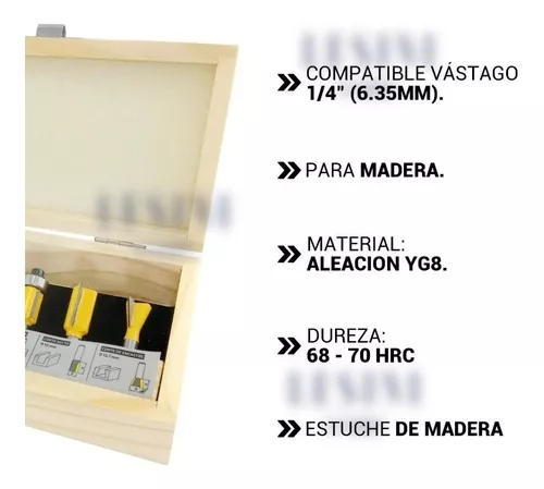 Kit Juego X6 Fresas Para Madera 1/4 Fresadora - Barovo