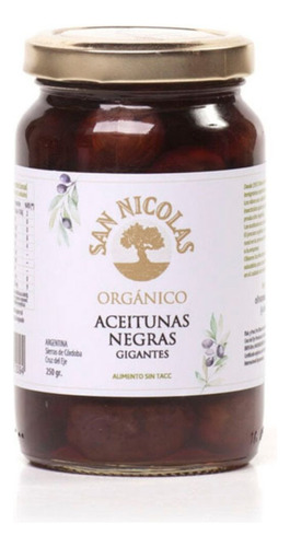 Aceitunas Negras Orgánicas En Salmuera San Nicolás 2 X 250gr