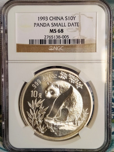 Medalla China 1 Oz De Plata Panda 1993 Ms68 !!