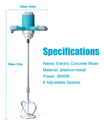 Máquina Portátil Blenders Concrete Cement 2600w Concrete