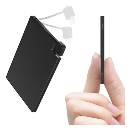 Tntor Ultra Thin Power Bank Con Cable Incorporado, Cargador 