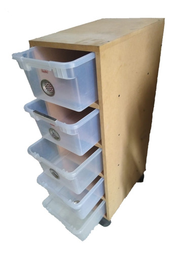 Rack De Mdf Con 5 Cajones Plásticos Multiusos