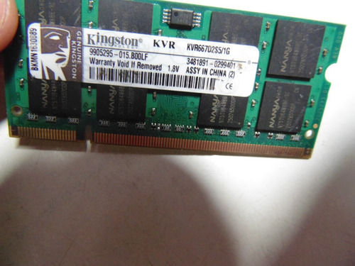 Memória Notebook Kingston 1gb Ddr2 Kvr 667 Toshiba Dynabook (Usado)