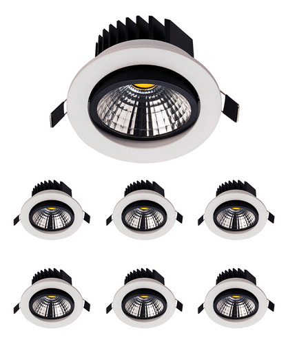 Pack 6 Lámparas Dirigibles 5W, 3300K, Estévez, Blanco/Negro