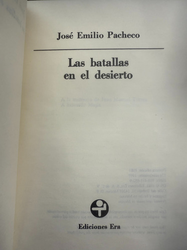 José Emilio Pacheco, Las Batallas En El Desierto (Usado)
