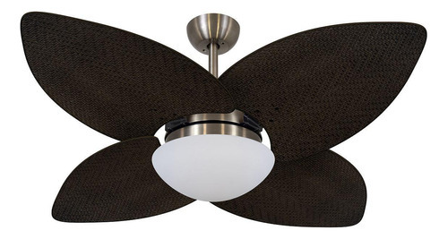 Ventilador De Teto Dunamis Bronze 4 Pás Rattan Tabaco 220v