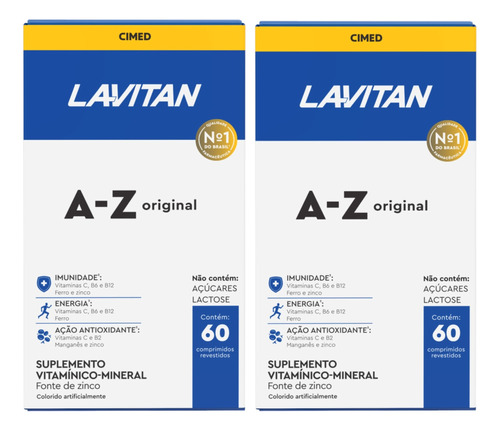 Kit  2 Caixas Suplementos Cimed Lavitan A-z + Homem