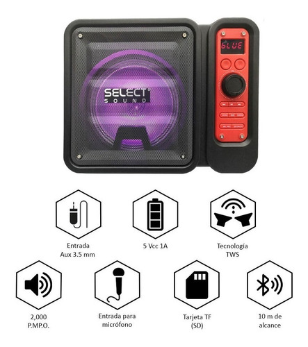Imagen 2 de 5 de Bocina Recargable Tank Bluetooth 6.5 Pulgadas Bt1106