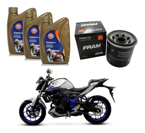 Kit Troca Óleo Yamaha Mt-03 Ph6017a Gulf 10w40