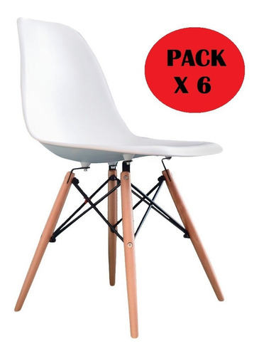 Silla Diseño Eames Pack 6 Unidades Por Mayor Blanca , Bozzo