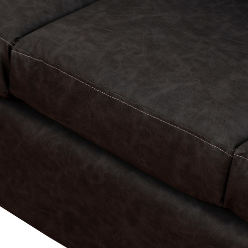 Sofá 3 Cpos 2 Pouf Cuero Auris Negro / Muebles América