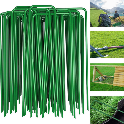 50 Grapas Clavos Césped Pasto Artificial Estacas De Tierra