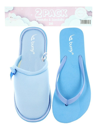 Bumy 2pack Sandalia Y Pantufla Casual Azul Para Mujer 81006