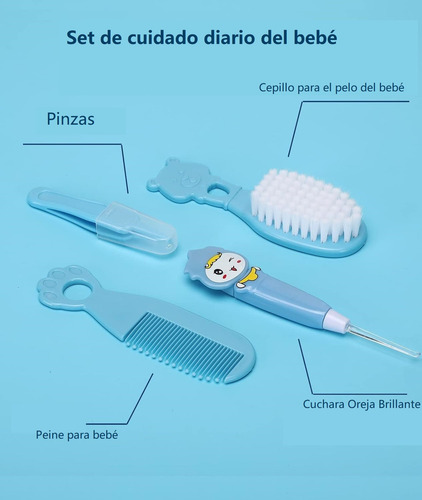 Cuidado Bebé,20pcs Kit Higiene Bebé Con Cortaúñas Azul