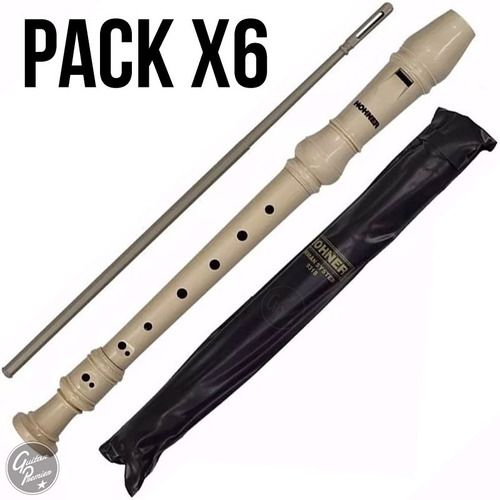Pack X6 Flauta Dulce Hohner Soprano Do Aleman Funda Varilla