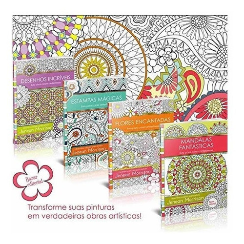 Imagem 6 de 6 de Colorir Mandalas Flores Estampas Desenhos Livro Colorir Kit4