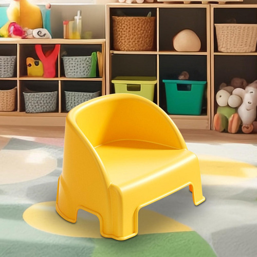 Taburete Pequeño Con Respaldo, Reposapiés, Amarillo
