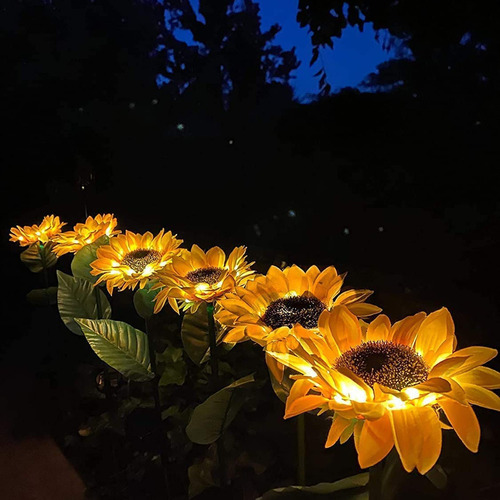 Luz Led N Solar Power Con Forma De Girasol Para Exteriores,