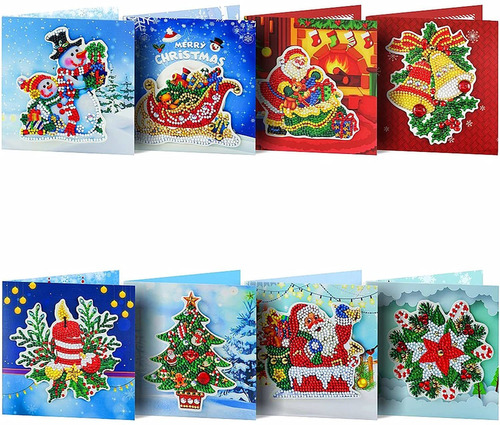 Kit De Pintura Con Diamantes Tarjeta Navidad 8 Piezas Diy