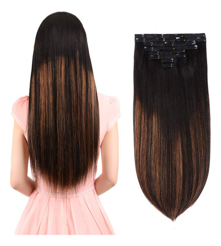 Extensiones De Pelo Humano Real Tipo Remy Con Clip, 8 Piezas