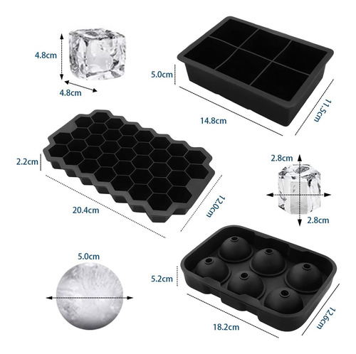 3pcs Bandejas Para Cubitos De Hielo,moldes Y Bandejas