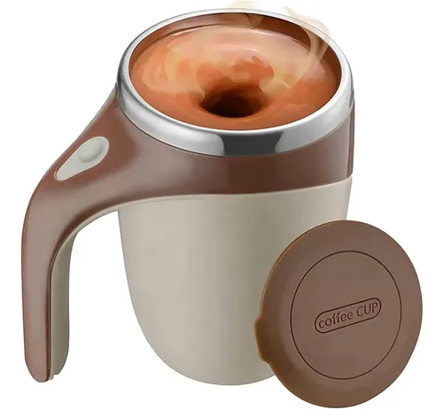 Copo Caneca Mixer Elétrica Mistura 400ml com Tampa Marrom - foto 1