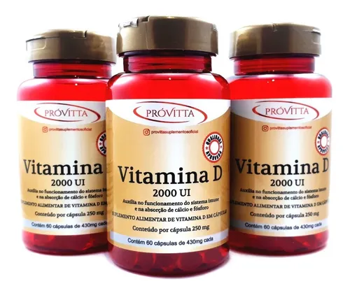 comprar Kit 3 Vitamina D 2000 Ui Auxilia Na Imunidade 60 Cápsulas