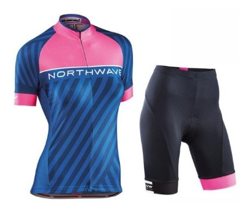 Conjunto Ciclismo Northwave Mujer D Tricota Calza Acolchado 