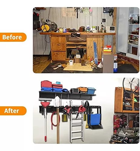 TORACK Estante de almacenamiento de herramientas, organizador de  herramientas de jardín de acero resistente para escaleras, sillas, palas,  escobas