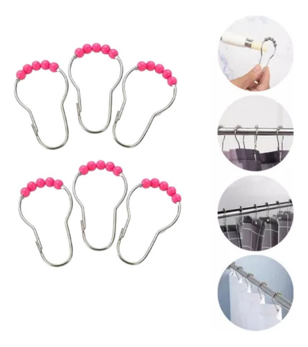 Gancho Anillos De Acero Para Cortinas De Baño Color Gris
