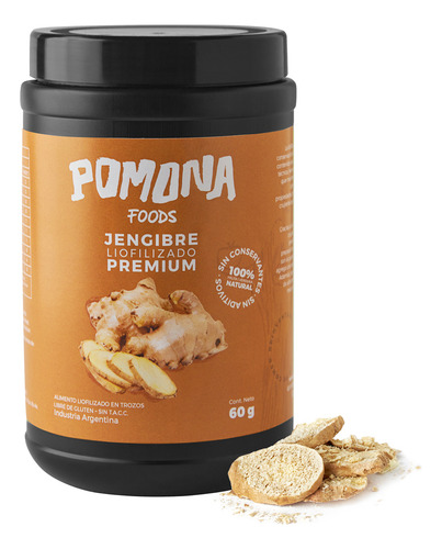 Jengibre Liofilizado 60g Premium Pomona Foods 100% Natural