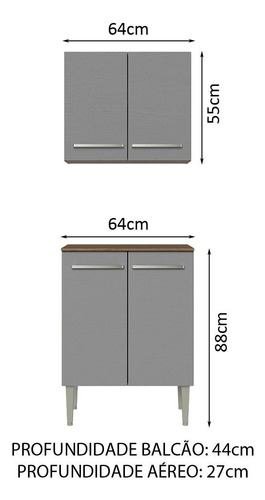 Cocina Integral Completa Modular Madesa Emilly 64cm Mg